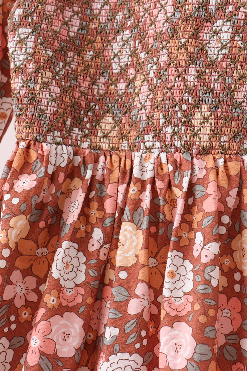 Floral Smocked Mom Dress