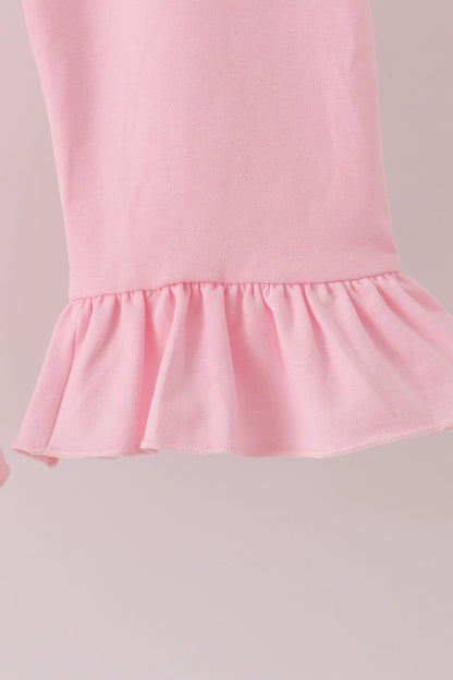 Pink pumpkin ruffle pants set