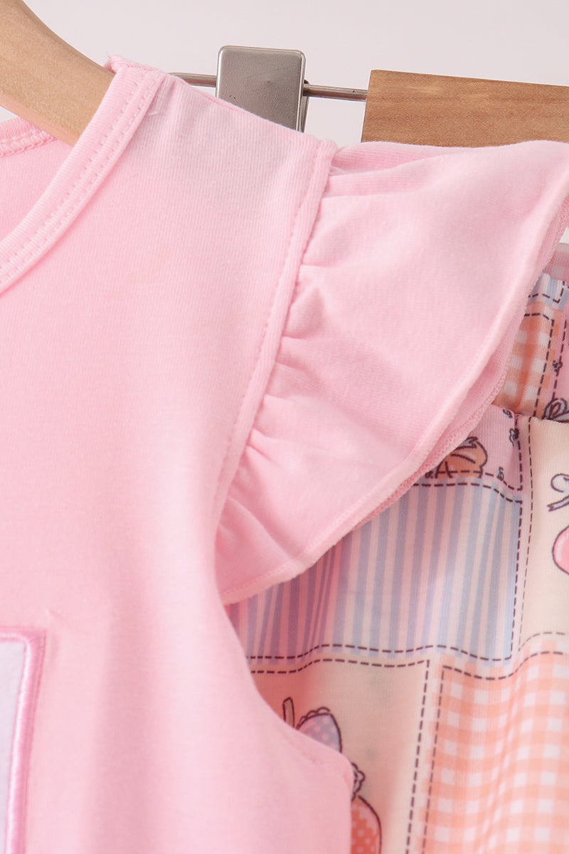 Pink pumpkin ruffle skorts set