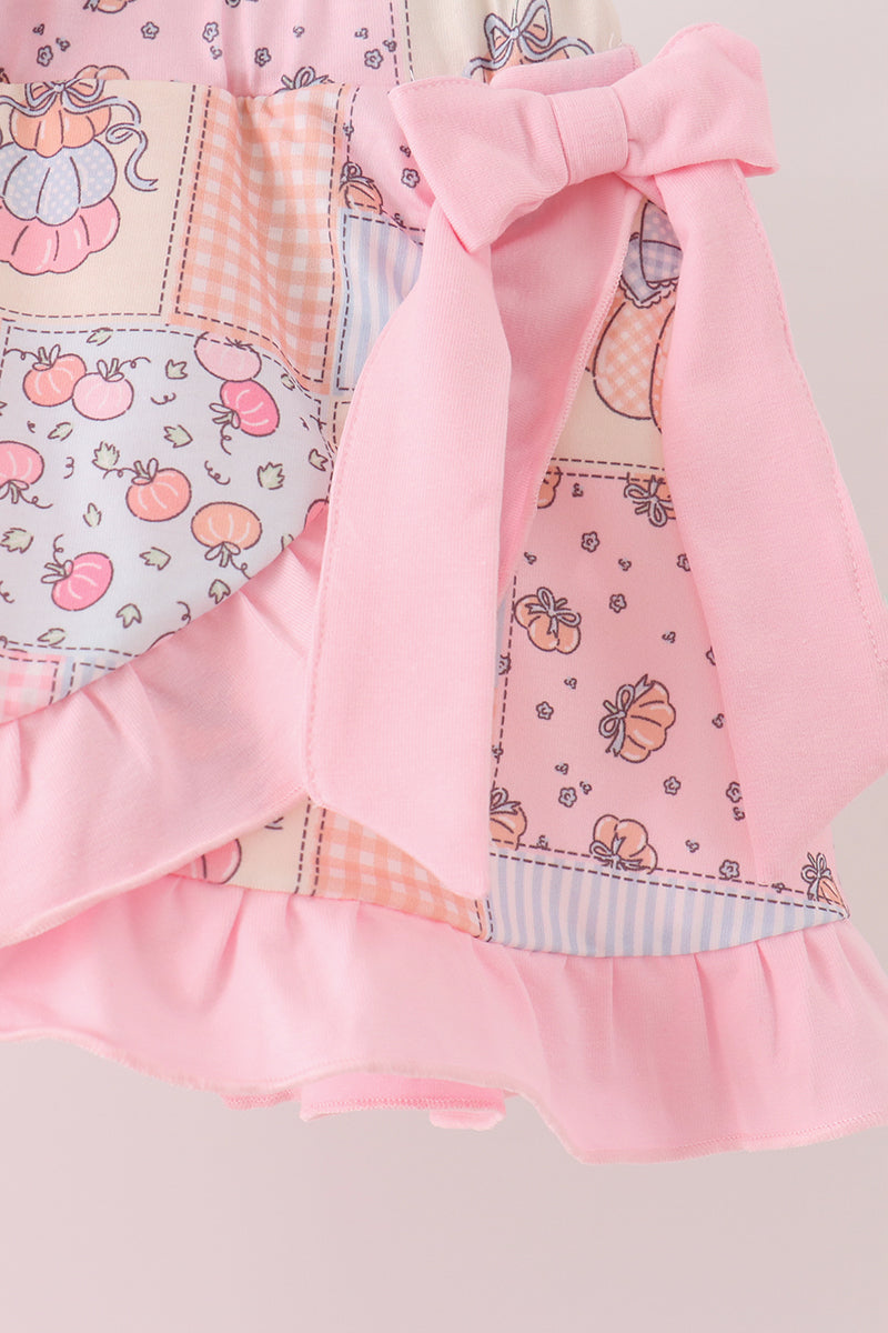 Pink pumpkin ruffle skorts set