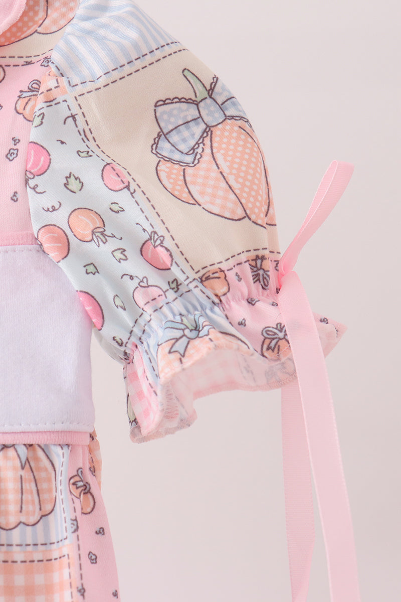 Pink pumpkin embroidery ruffle bubble