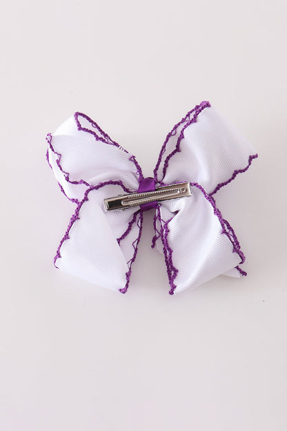 Purple witch hat embroidery crochet edge hair bow