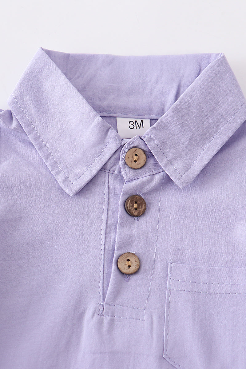Lavender button-downs pocket baby romper