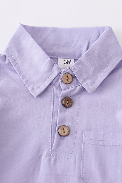 Lavender button-downs pocket baby romper