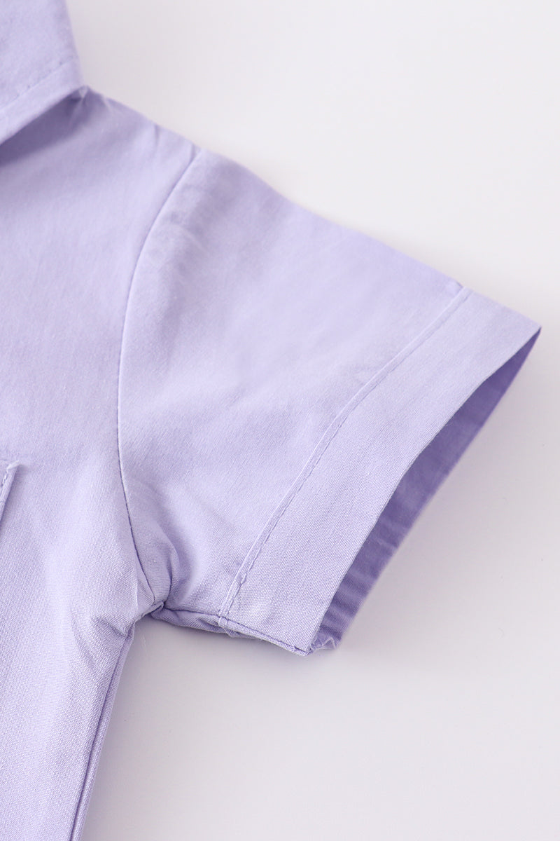 Lavender button-downs pocket baby romper