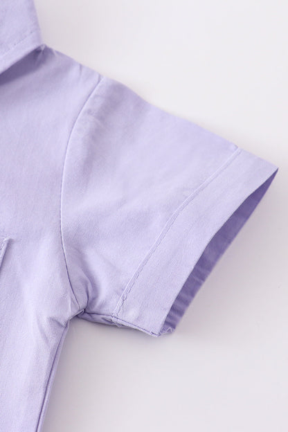 Lavender button-downs pocket baby romper
