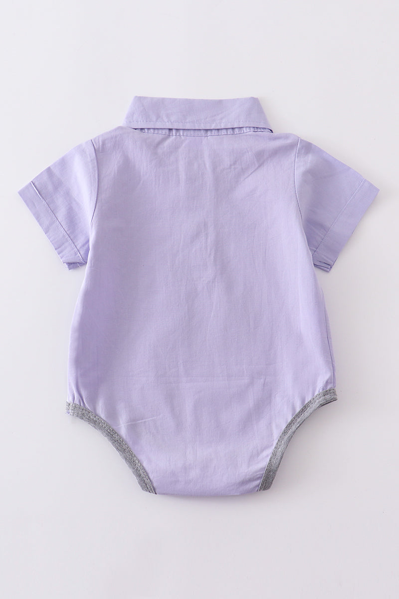 Lavender button-downs pocket baby romper