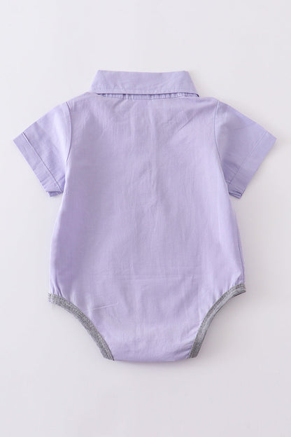 Lavender button-downs pocket baby romper