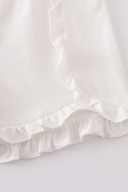 White ruffle girl shorts