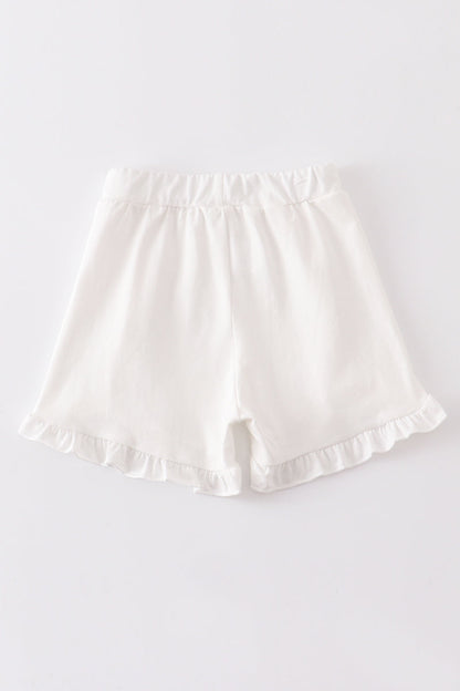 White ruffle girl shorts