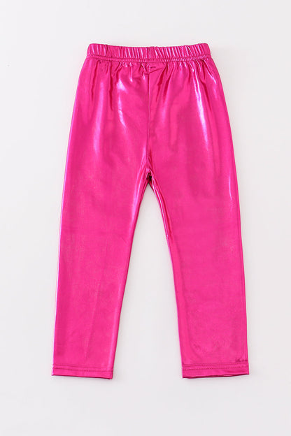 Magenta metallic bike girl pants