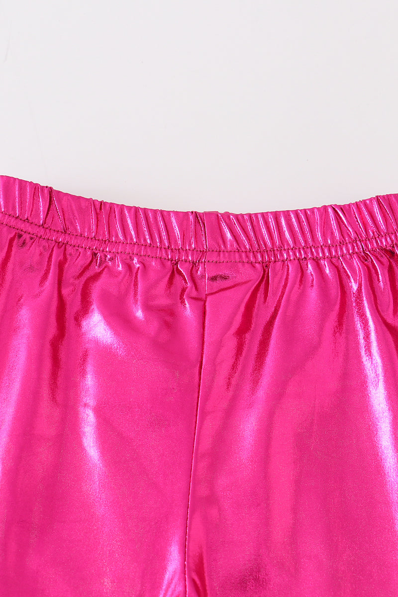 Magenta metallic bike girl pants