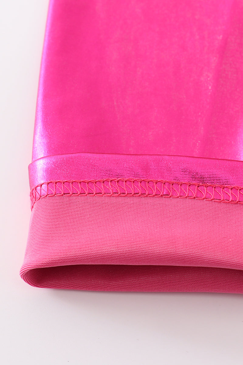 Magenta metallic bike girl pants