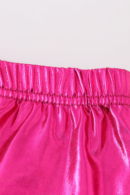 Magenta metallic bike girl pants