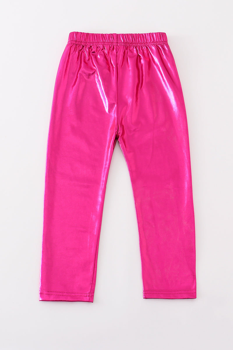 Magenta metallic bike girl pants