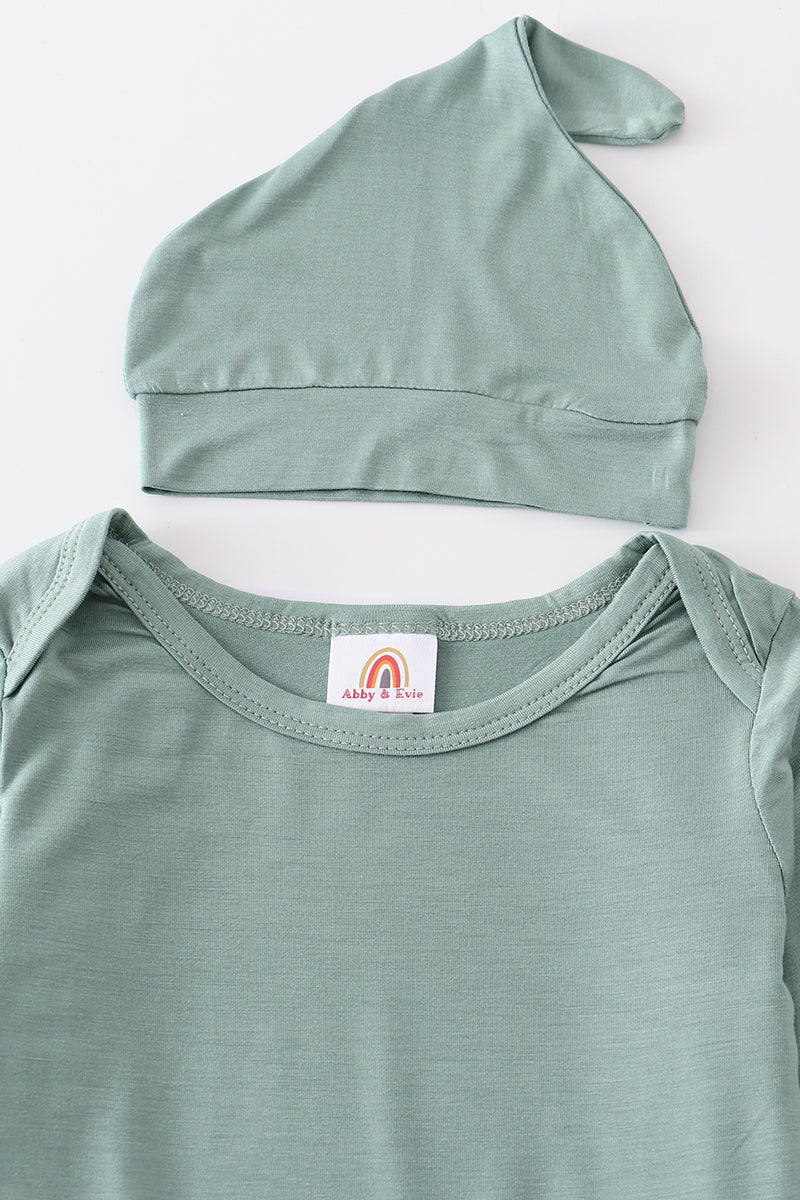 Teal bamboo baby 2pc gown