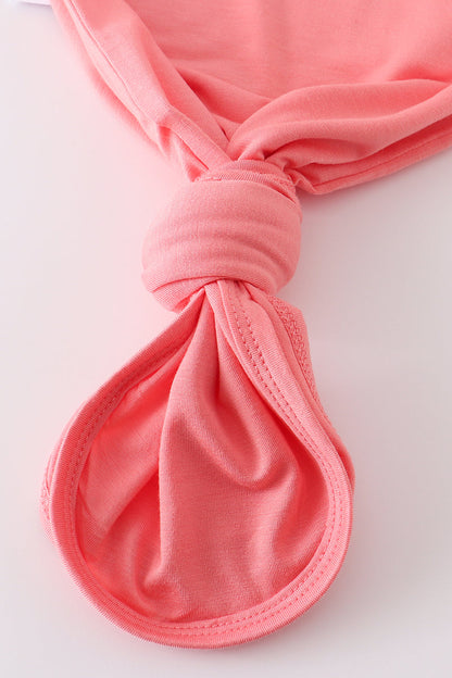 Peach bamboo ruffle 2pc baby gown