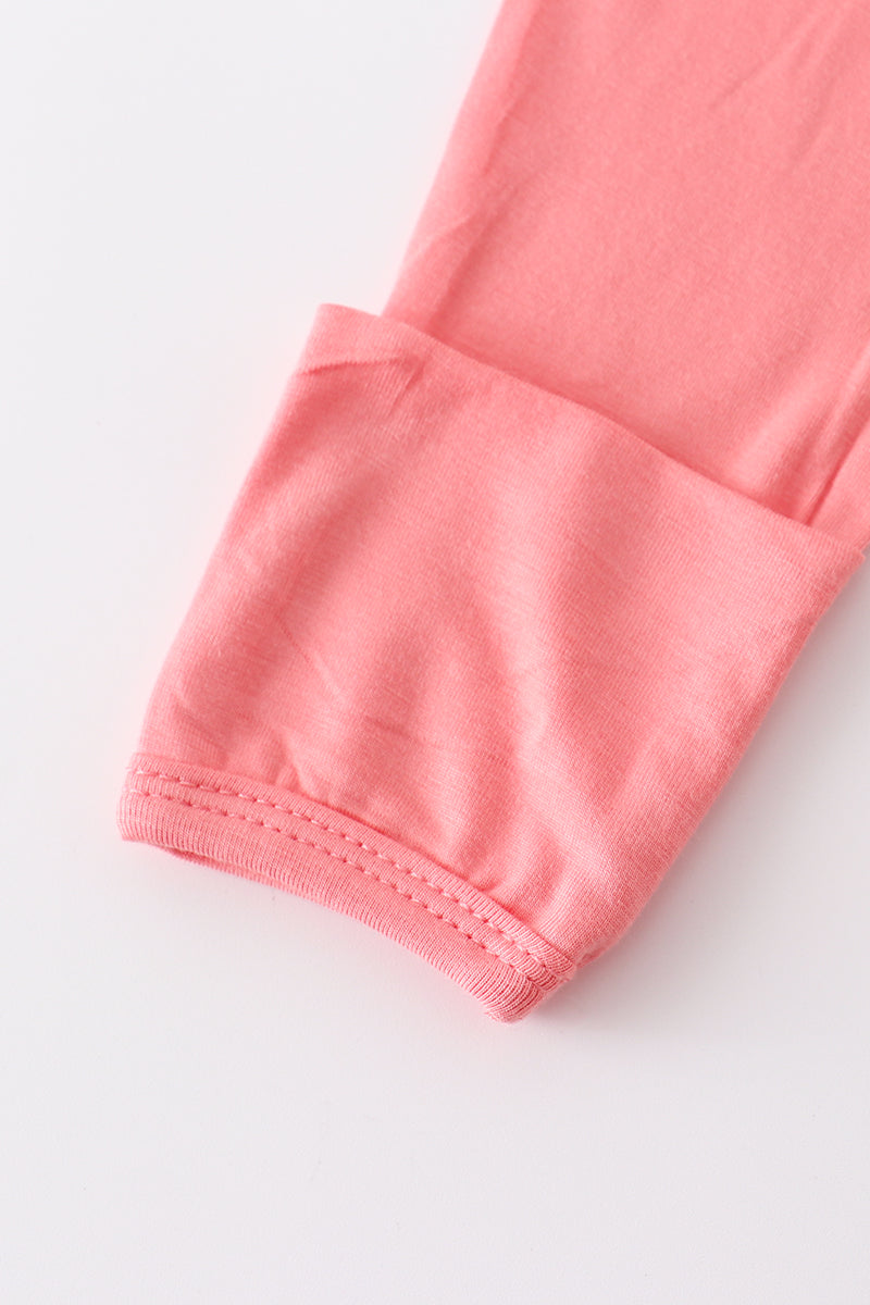 Peach bamboo ruffle 2pc baby gown