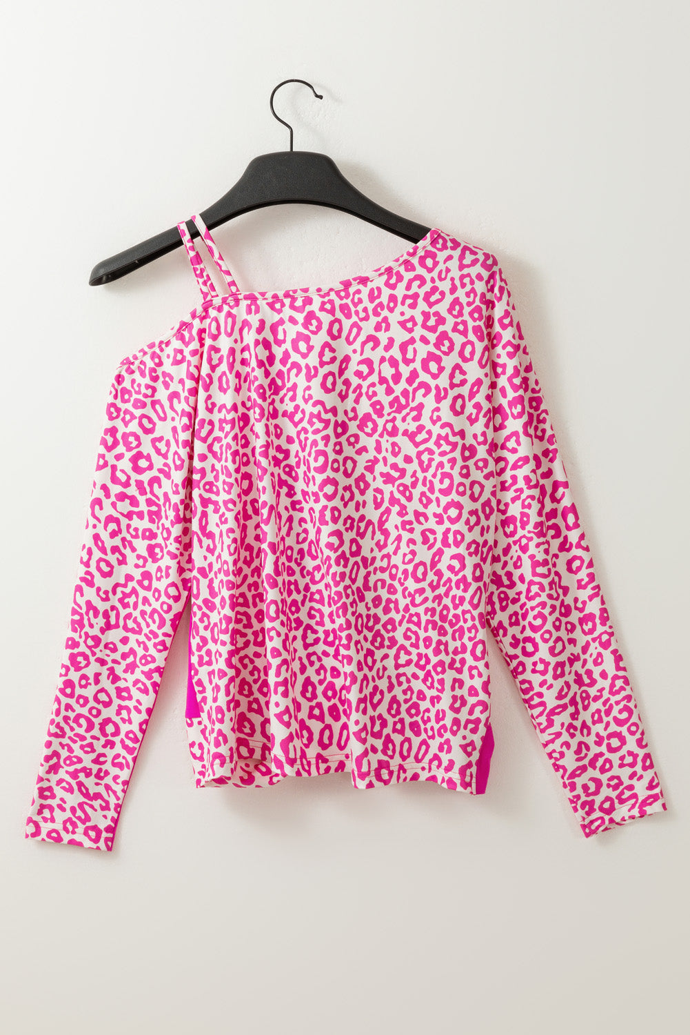 Gray Contrast Solid Leopard Short Sleeve T-shirt Dress with Slits