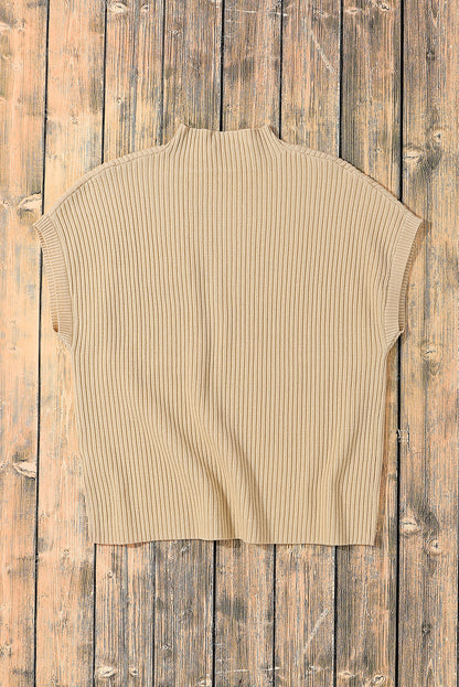 Blackish Green Patch Pocket Ribbed Knit Short Sleeve Sweater Dress