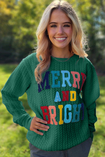 White Merry And Bright Cable Knit Pullover Sweatshirt