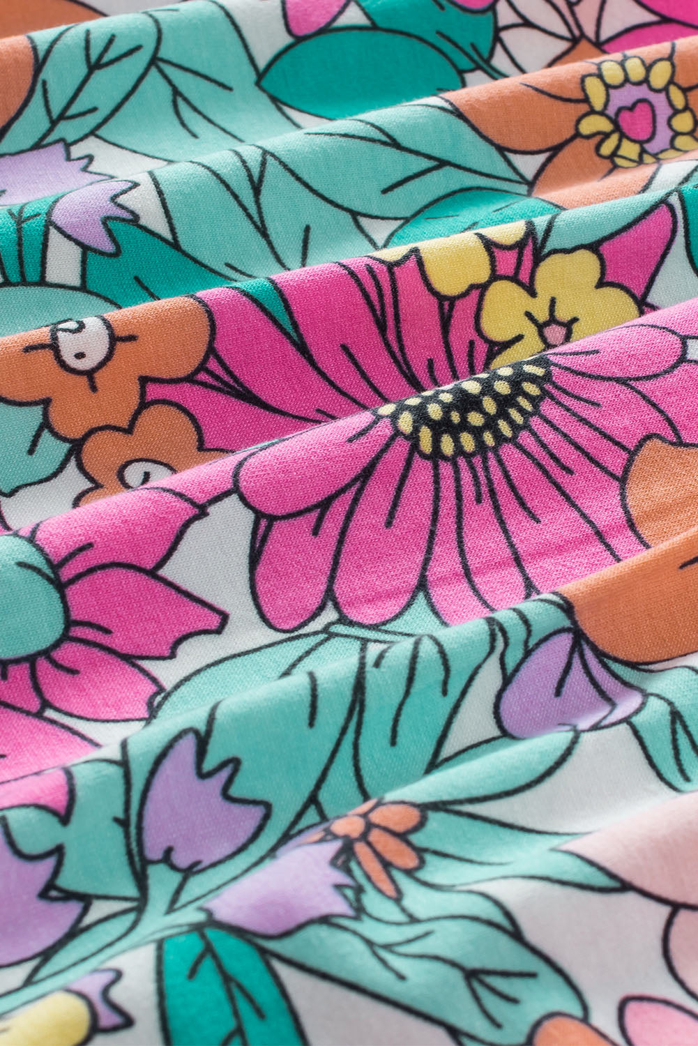 Multicolor Round Neck Sleeveless Floral Mini Dress