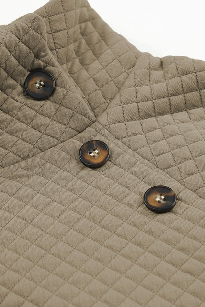 Black Drawstring Kangaroo Pocket Quilted Hooded Dress