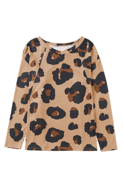 Leopard Print Button Front Bubble Sleeve Loose Knit Dress
