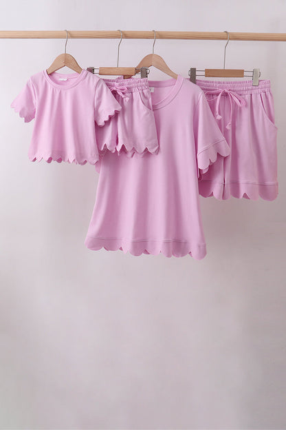 Pink scalloped mom&me shorts set
