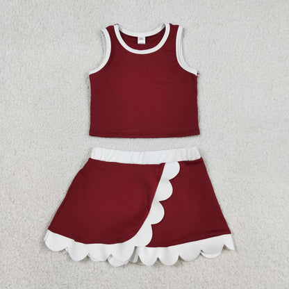 Burgundy Performance Scalloped Skorts Set