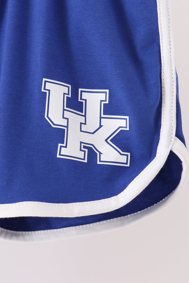 Blue Kentucky active shorts set