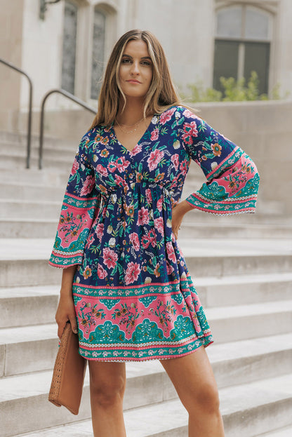 Bohemian V-Neck Mini Dress