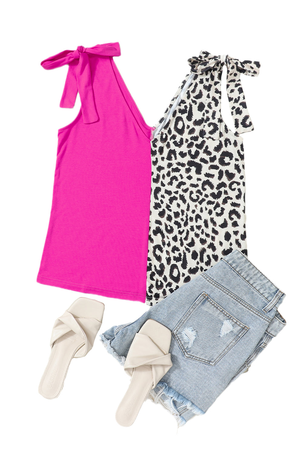 Gray Contrast Solid Leopard Short Sleeve T-shirt Dress with Slits