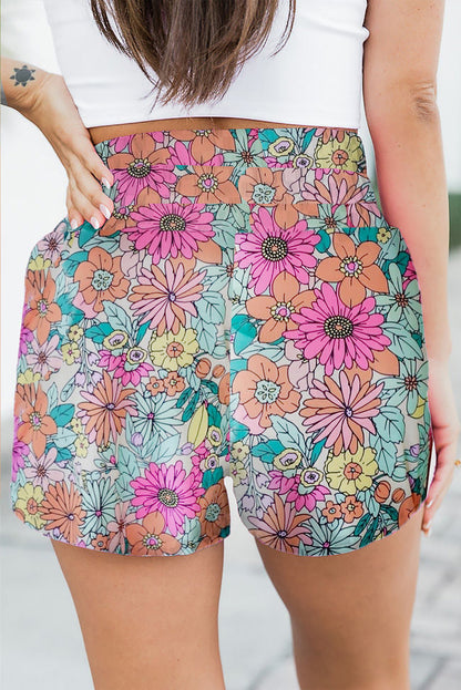 Multicolor Round Neck Sleeveless Floral Mini Dress