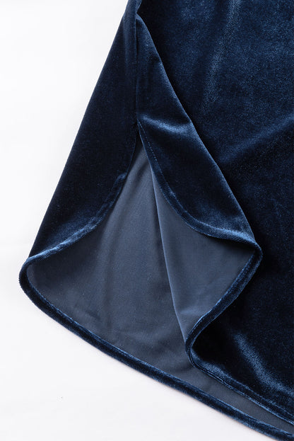 Skobeloff Velvet Buttoned Front Ruffled Mini Dress
