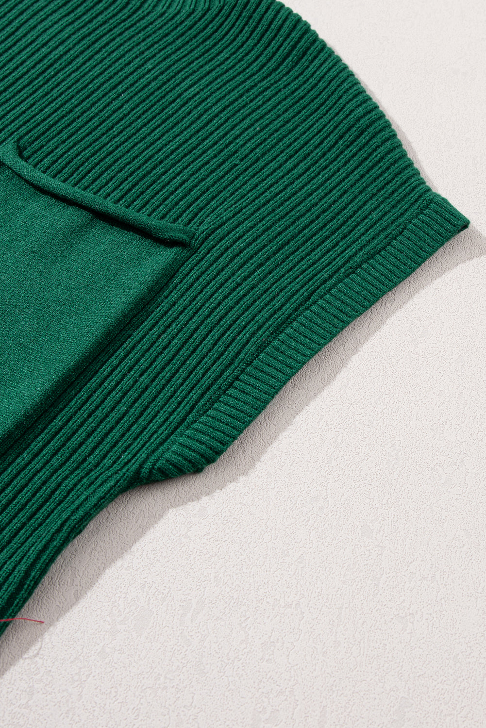 Blackish Green Patch Pocket Ribbed Knit Short Sleeve Sweater Dress