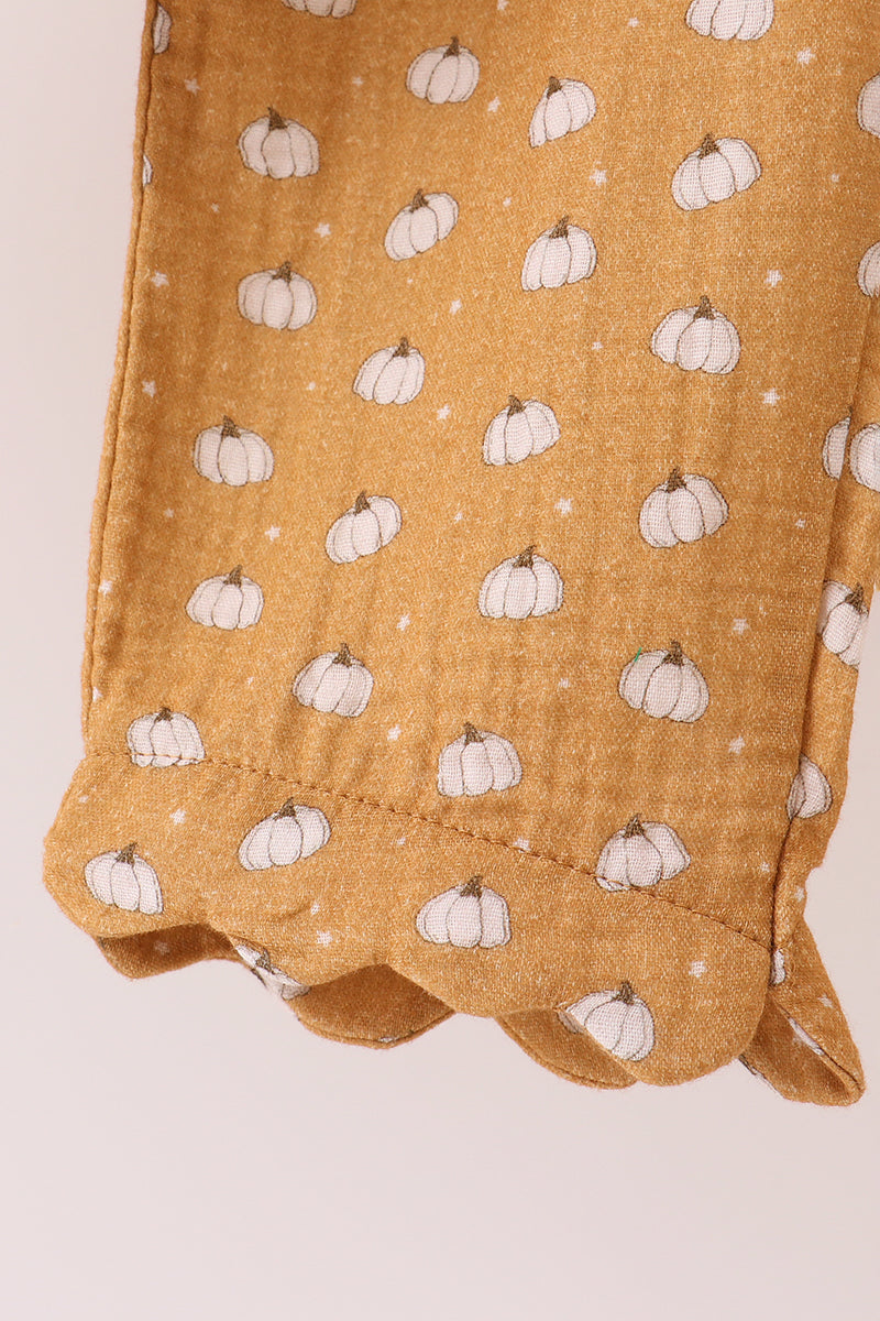 Premium pumpkin print muslin pants set
