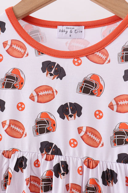 Premium orange tennessee print bamboo dress