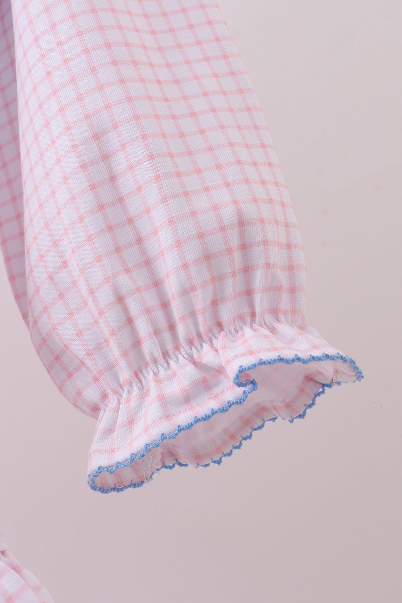 Premium turkey embroidery gingham pants set