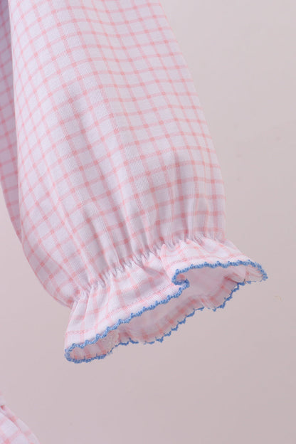 Premium turkey embroidery gingham pants set