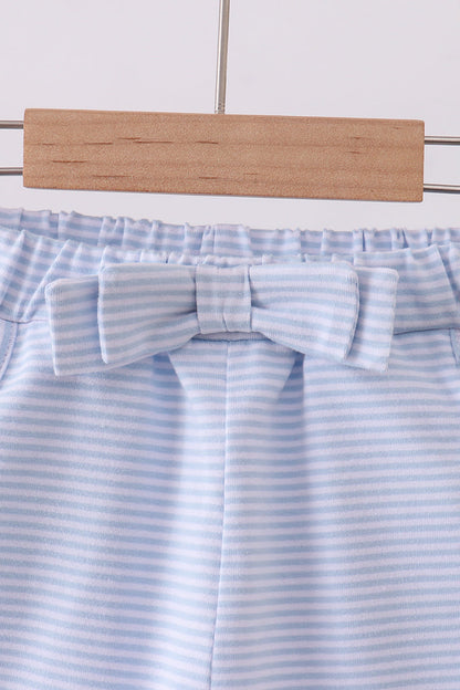 Premium Blue&white stripe bow shorts