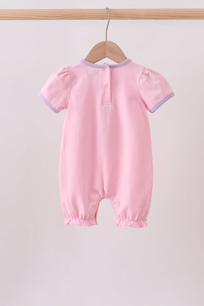 Pink ghost pumpkin embroidery romper