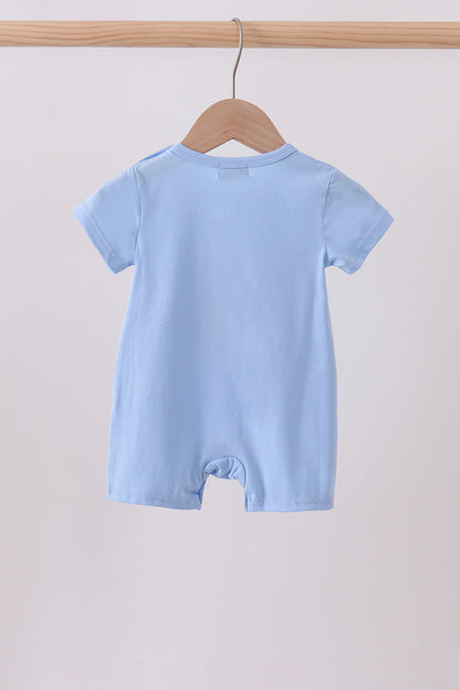 Blue ghost pumpkin embroidery romper