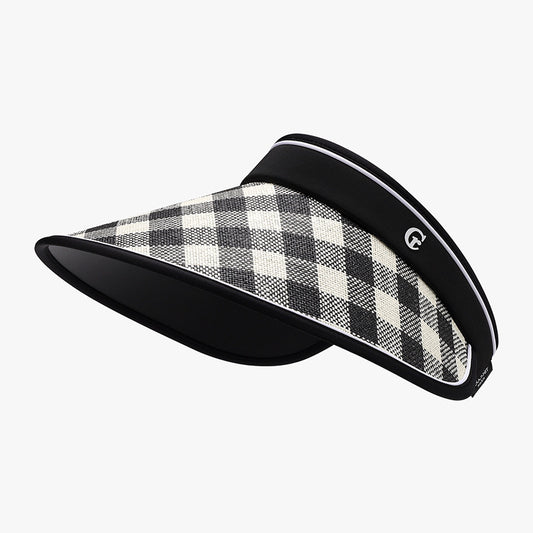 Plaid Natural Grass Adjustable Sun Hat