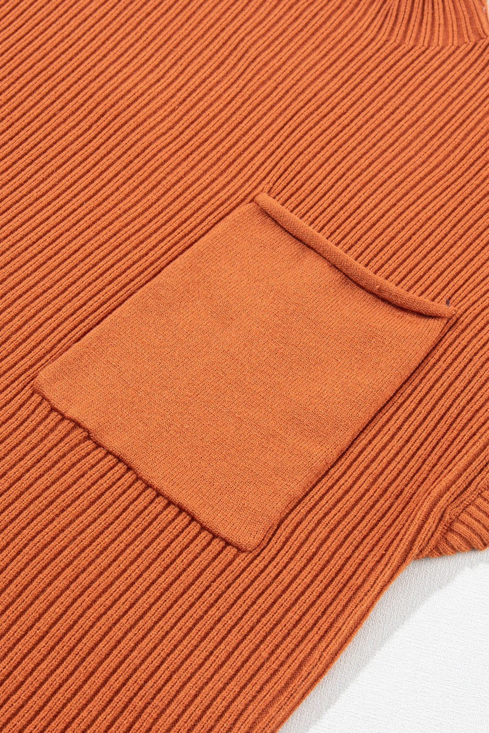Blackish Green Patch Pocket Ribbed Knit Short Sleeve Sweater Dress
