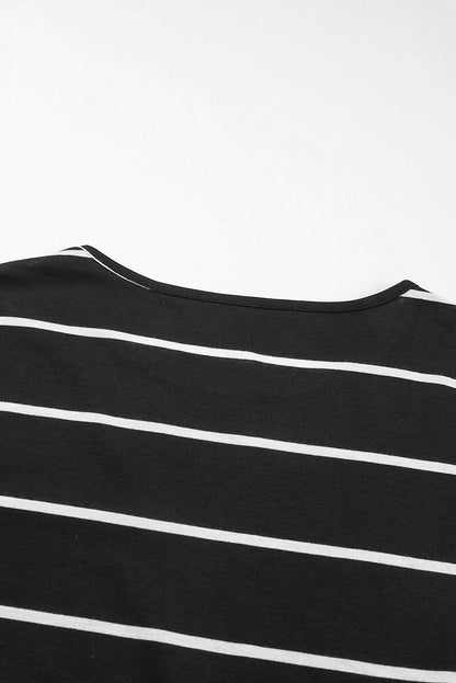 Black Stripe Print Open Back Sleeveless Maxi Dress with Slits
