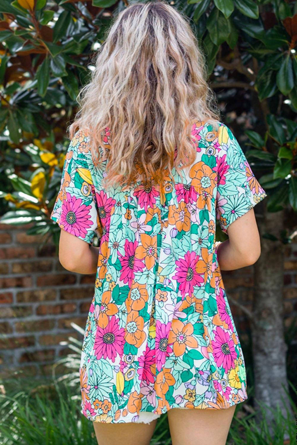 Multicolor Round Neck Sleeveless Floral Mini Dress