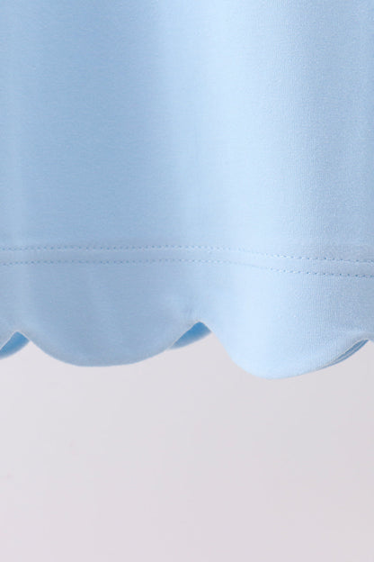 Blue Scalloped Bow Dress
