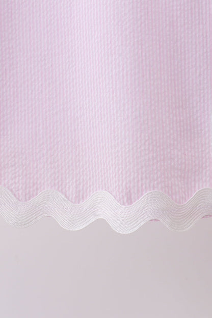 Pink Seersucker Stripe Scalloped Dress