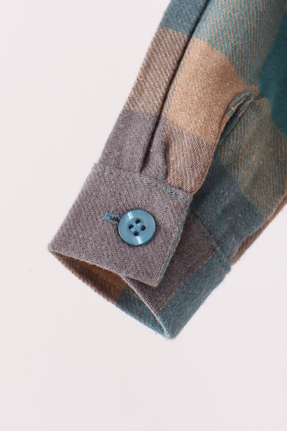 Teal Plaid Button Down Bubble